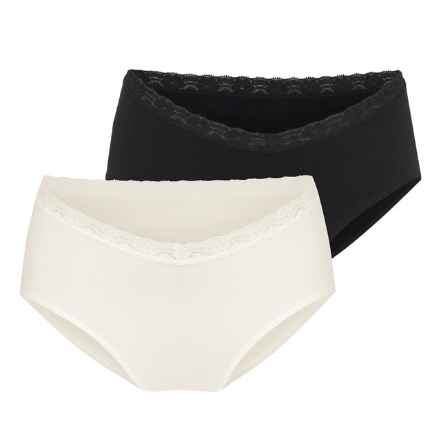 SAMFE 2-Pack Mutandine Maternità Alte In Cotone Morbido Con Pizzo - Colore Ebony Black (Taglie M/L E L/LL) - Foto 4