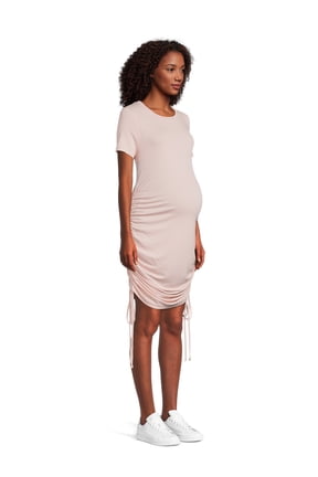 Women's Ruched Bodycon Dress with Short Sleeves, Sizes S-2XL