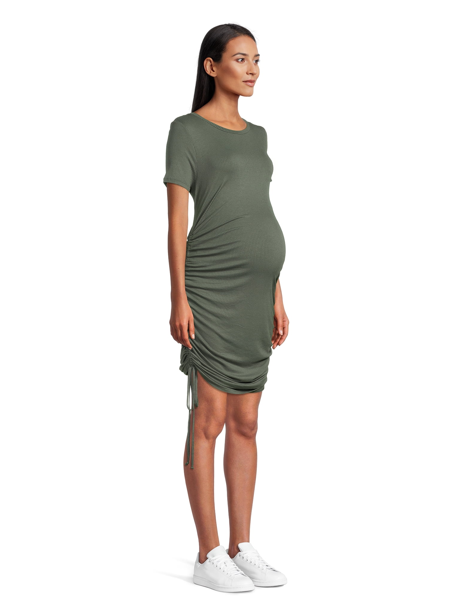 Destination Maternity Women's Ruched Bodycon Dress with Short Sleeves,  Sizes S-2XL 