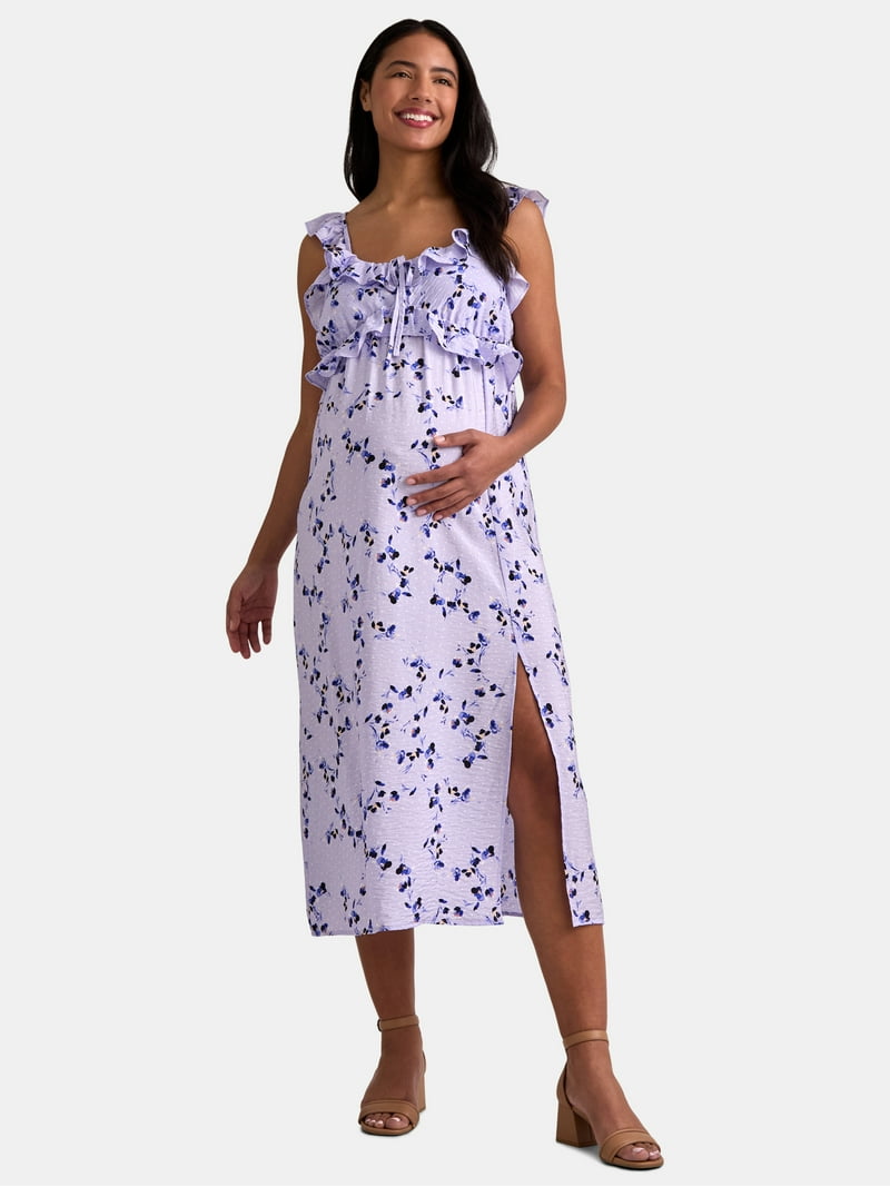 maternity ruffle maxi dress Maternity Long Sleeve Ruffle Maxi Dress