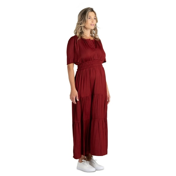 Destination Maternity Women’s Split Neck Maternity Maxi Dress, Sizes S-XXL