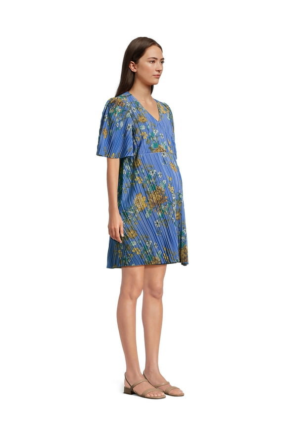 Women's Wrap Dress with Flutter Sleeves, Sizes S-2XL