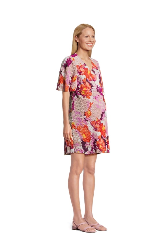 Women's Wrap Dress with Flutter Sleeves, Sizes S-2XL