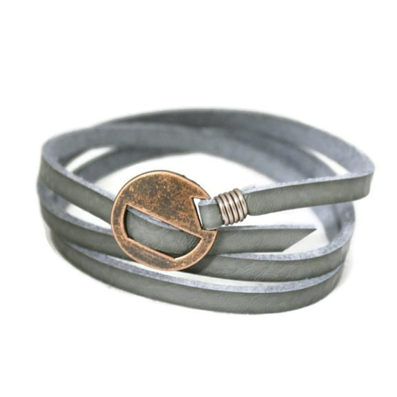 Destination Oils Wrapped Gray Essential Oil Leather Bracelet