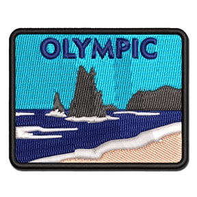 Destination Olympic National Park Applique Multi-Color Embroidered Iron-On Patch - 2.0 Inch Mini