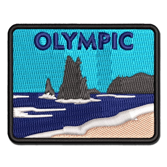Destination Olympic National Park Applique Multi-Color Embroidered Iron-On Patch - 2.0 Inch Mini