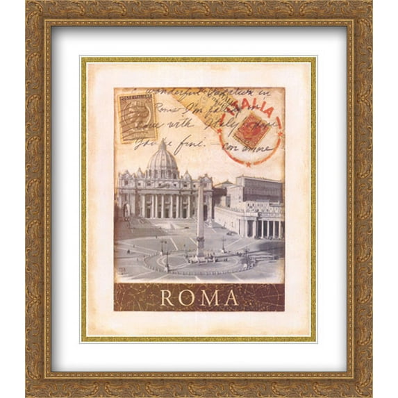 Destination Rome 2x Matted 24x28 Large Gold Ornate Framed Art Print by Tina Chaden