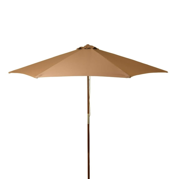 DestinationGear 9 ft Classic Wood Solid Cover Patio Umbrella in Chocolate Polyester