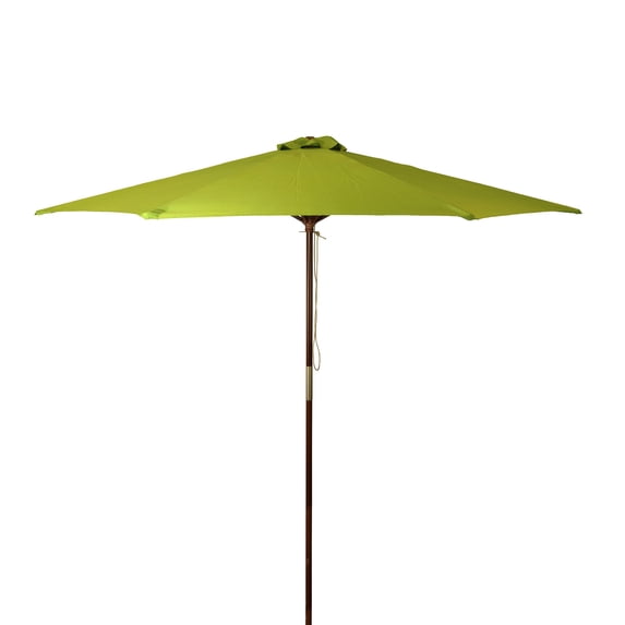 DestinationGear 9 ft Classic Wood Solid Cover Patio Umbrella in Lime Green Polyester