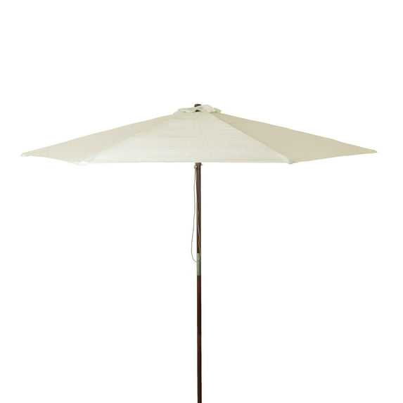 DestinationGear 9 ft Classic Wood Solid Cover Patio Umbrella in Natural Polyester