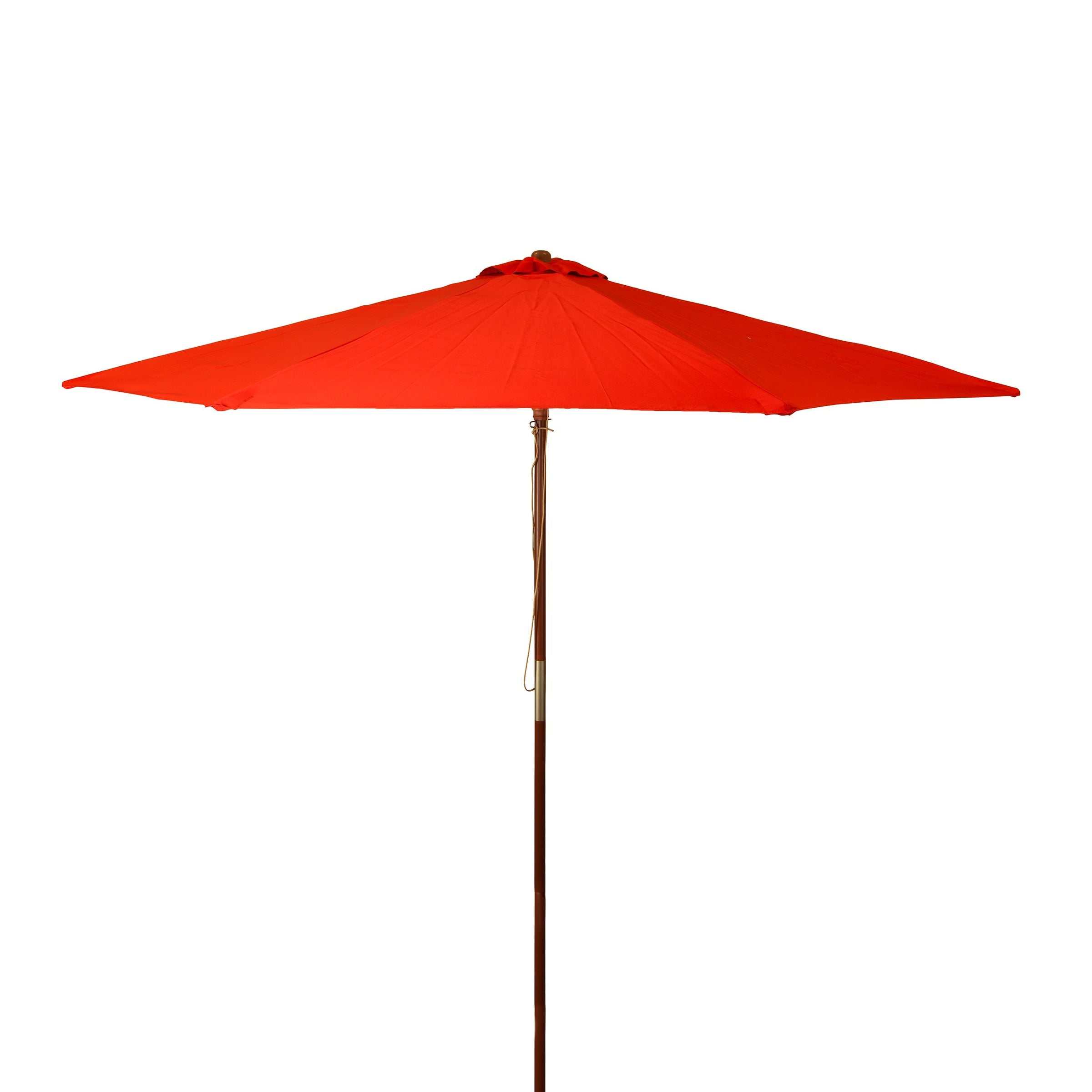 Red 9 ft Octagon Market Umbrella with Wooden Pole
