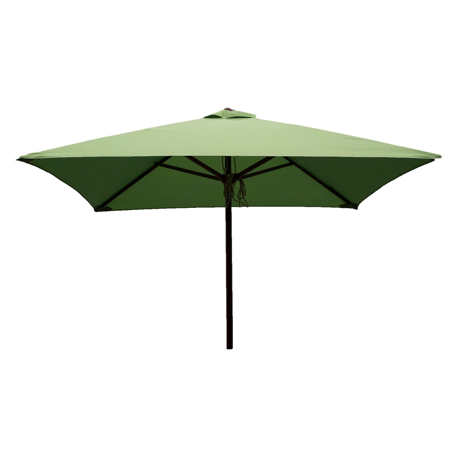Classic Green Polyester Square Patio Umbrella with Wood Pole