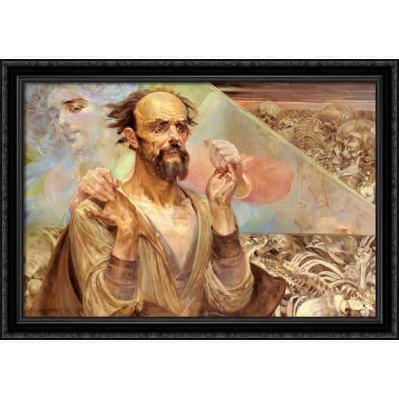 Destiny 38x28 Large Black Ornate Wood Framed Canvas Art by Jacek Malczewski