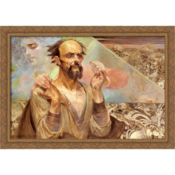 Destiny 38x28 Large Gold Ornate Wood Framed Canvas Art by Jacek Malczewski