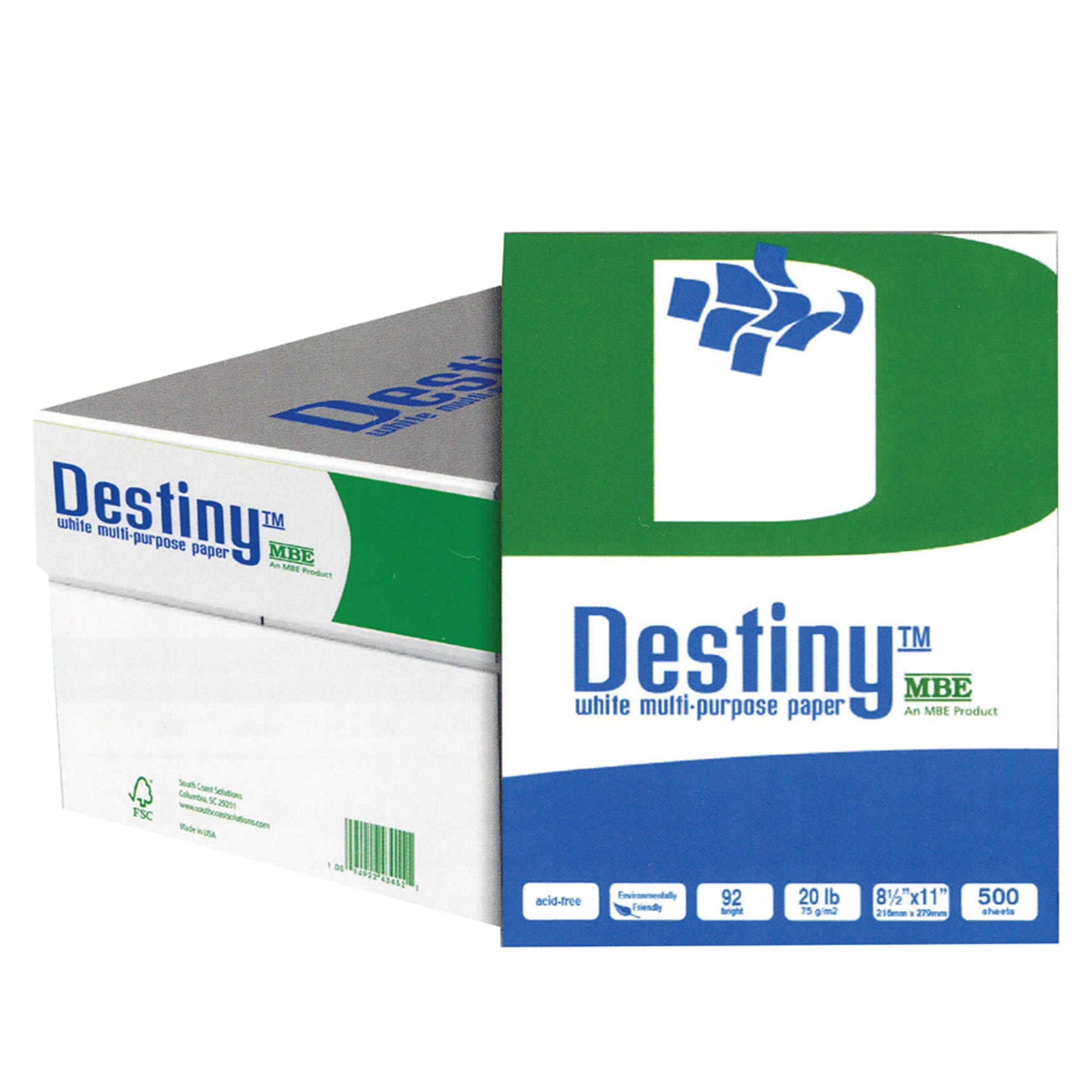 Destiny Multipurpose Copy Paper, Letter Size Paper, 20 Lb, 500 Sheets Per Ream, Case Of 10 Reams