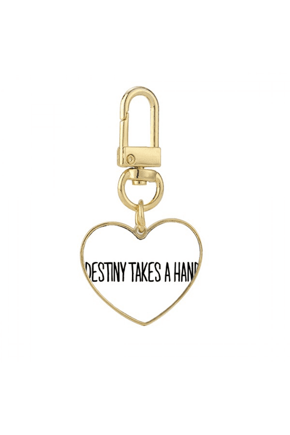Destiny Takes A Hand Art Deco Fashion Gold Heart Keychain Metal Keyring Holder