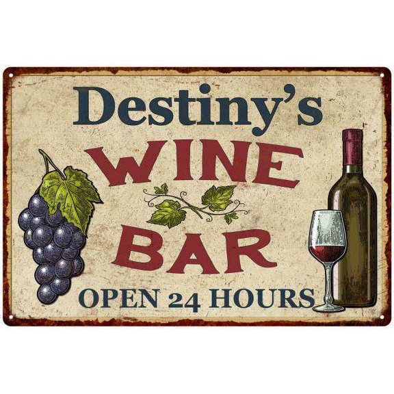 Destiny's Rustic Wine Bar Sign Wall Dcor Kitchen Gift 12x18 Metal 112180056654