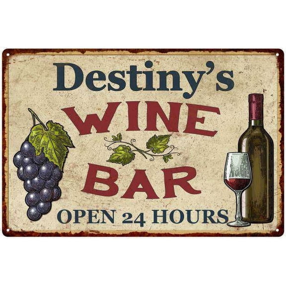 Destiny's Rustic Wine Bar Sign Wall Decor Kitchen Gift 8 x 12 High Gloss Metal 208120056654