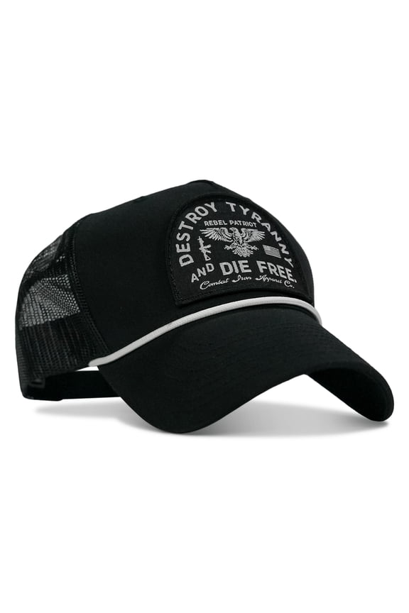Destroy Tyranny And Die Free Patch Rope Snapback Hat Black / Black