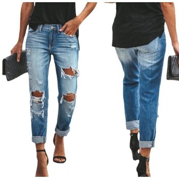 Destroyed Jeans Distressed Ripped Denim Pants
