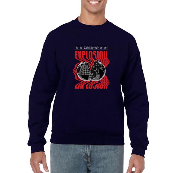 Destroyed World Techno Style Sweatshirt Men -Image by Shutterstock, Male 4X-Large