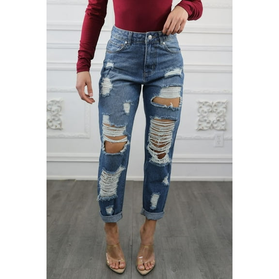 Destroyed and Ripped Maxed Out Boyfriend Jeans