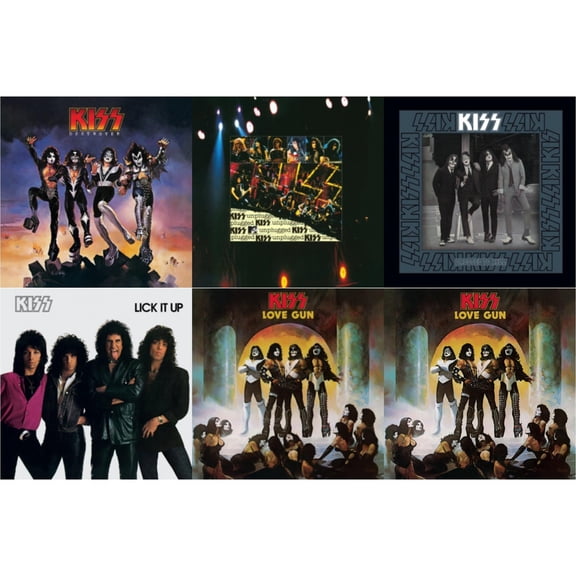 Love Gun (Tangerine/Aqua Splatter LP Vinyl) & Destroyer & Lick It Up & Dressed To Kill & Love Gun & Mtv Unplugged