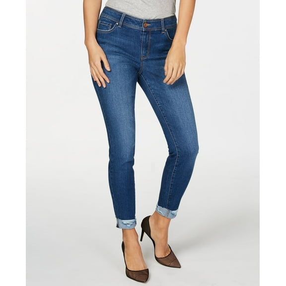 Destructed Cuff Skinny Ankle Jeans Fresh Blue 4
