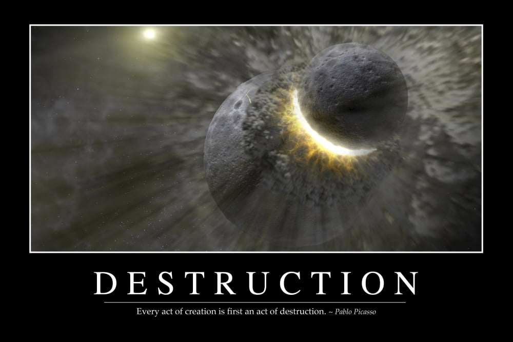 Destruction Inspirational Quote and Motivational Poster Canvas Art - Stocktrek Images (34 x 23)