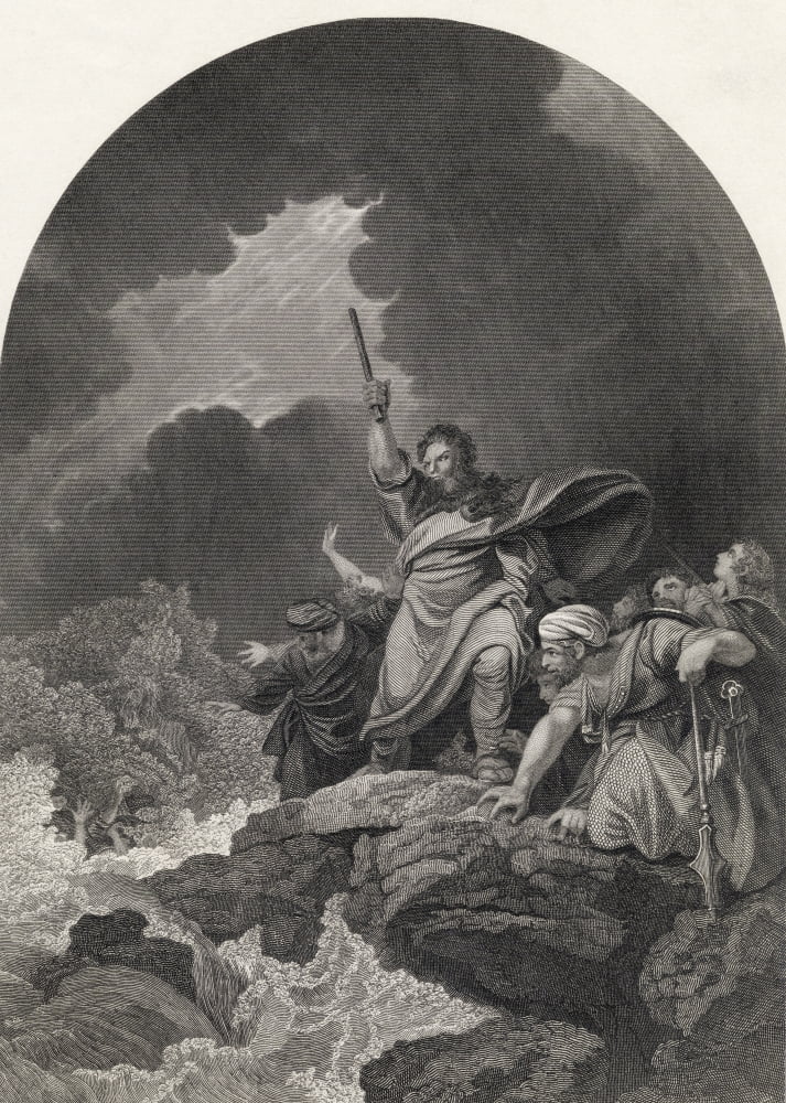 The Destruction Of Pharaohs Host Engraved By S Allen After P J De Loutherbourg From The National Illustrated Family Bible Published C1870 Canvas Art - Ken Welsh  Design Pics (24 x 34)
