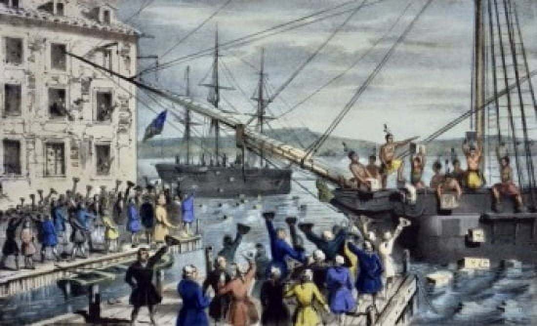The Destruction of Tea at Boston Harbor Currier and Ives (a1857-1907American) Color Lithograph Library of Congress Washington DC USA Canvas Art - Currier and Ives (18 x 24)