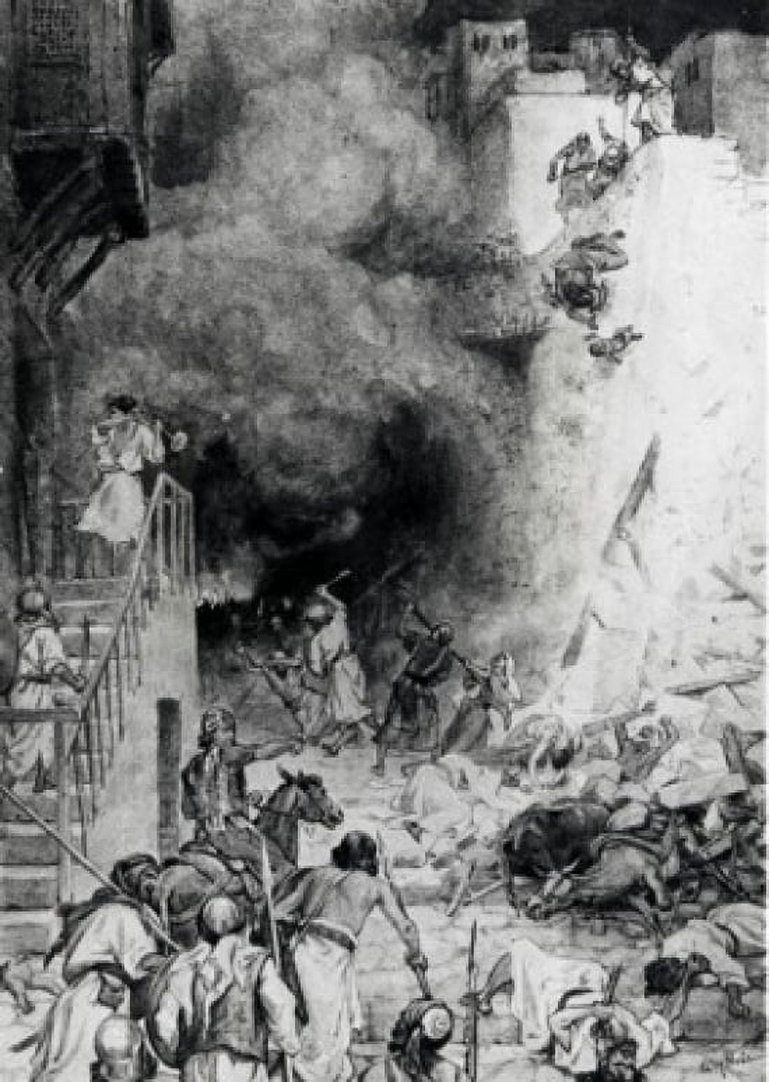 Destruction of Jericho by William Hole illustration (1607-1624) Canvas Art - William Hole (18 x 24)