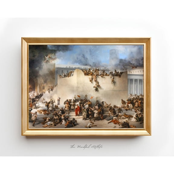Destruction of Temple Jerusalem Francesco Hayez Renaissance Print, Unframed Canvas Size 16x24
