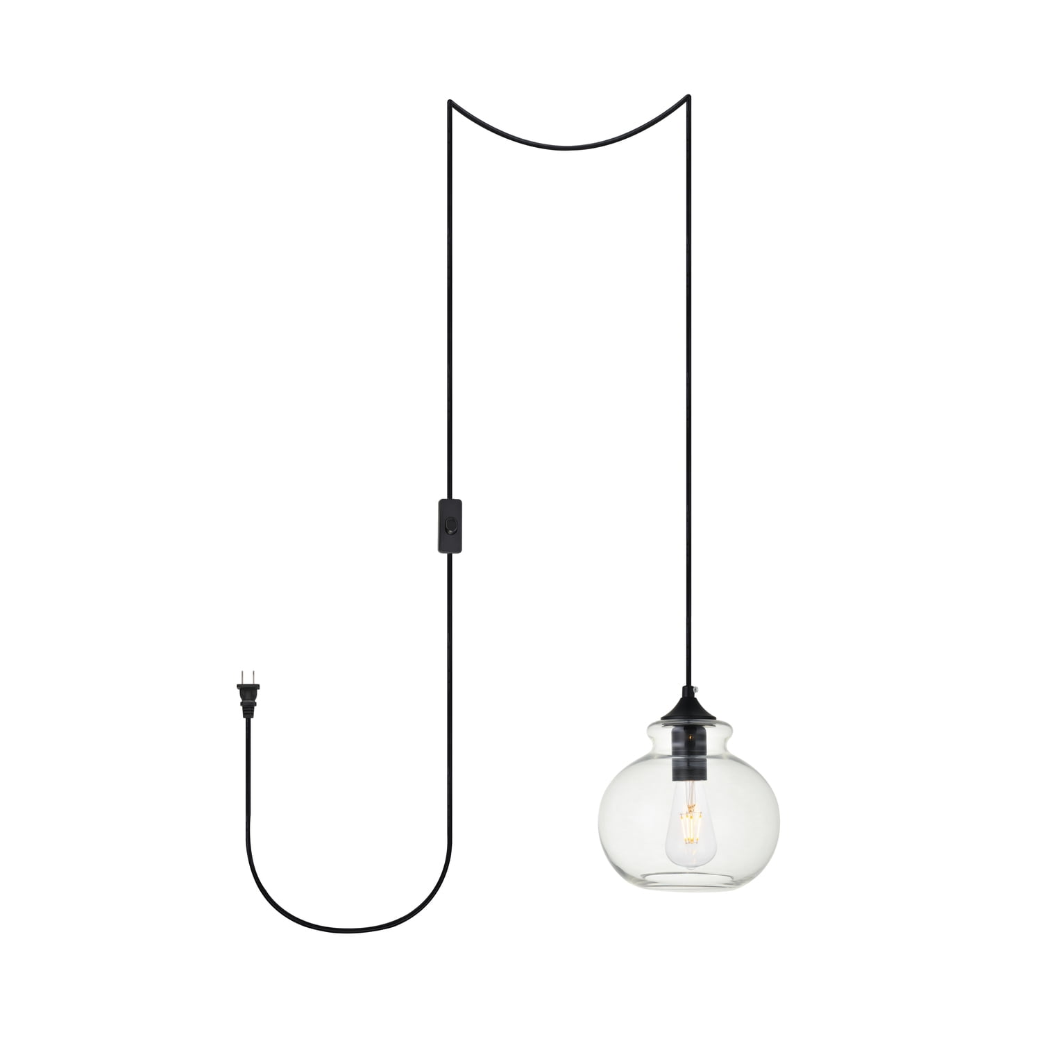 Destry Black Iron and Clear Glass Globe Pendant Light