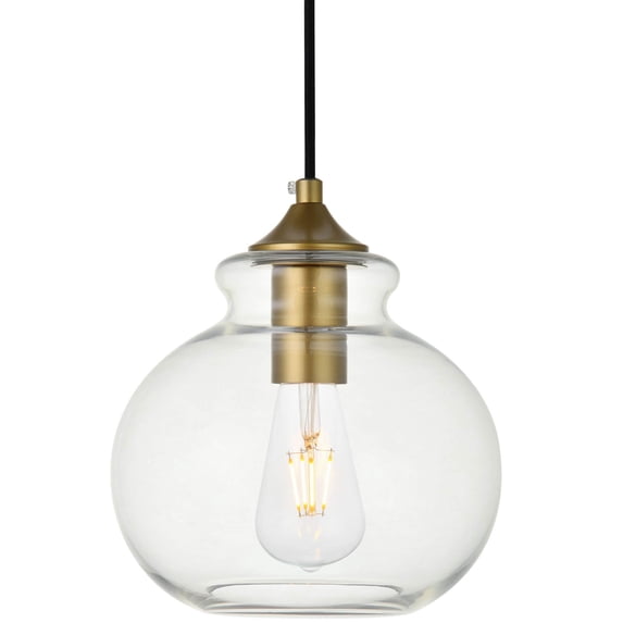 Destry 1 Light Brass Pendant With Clear Glass