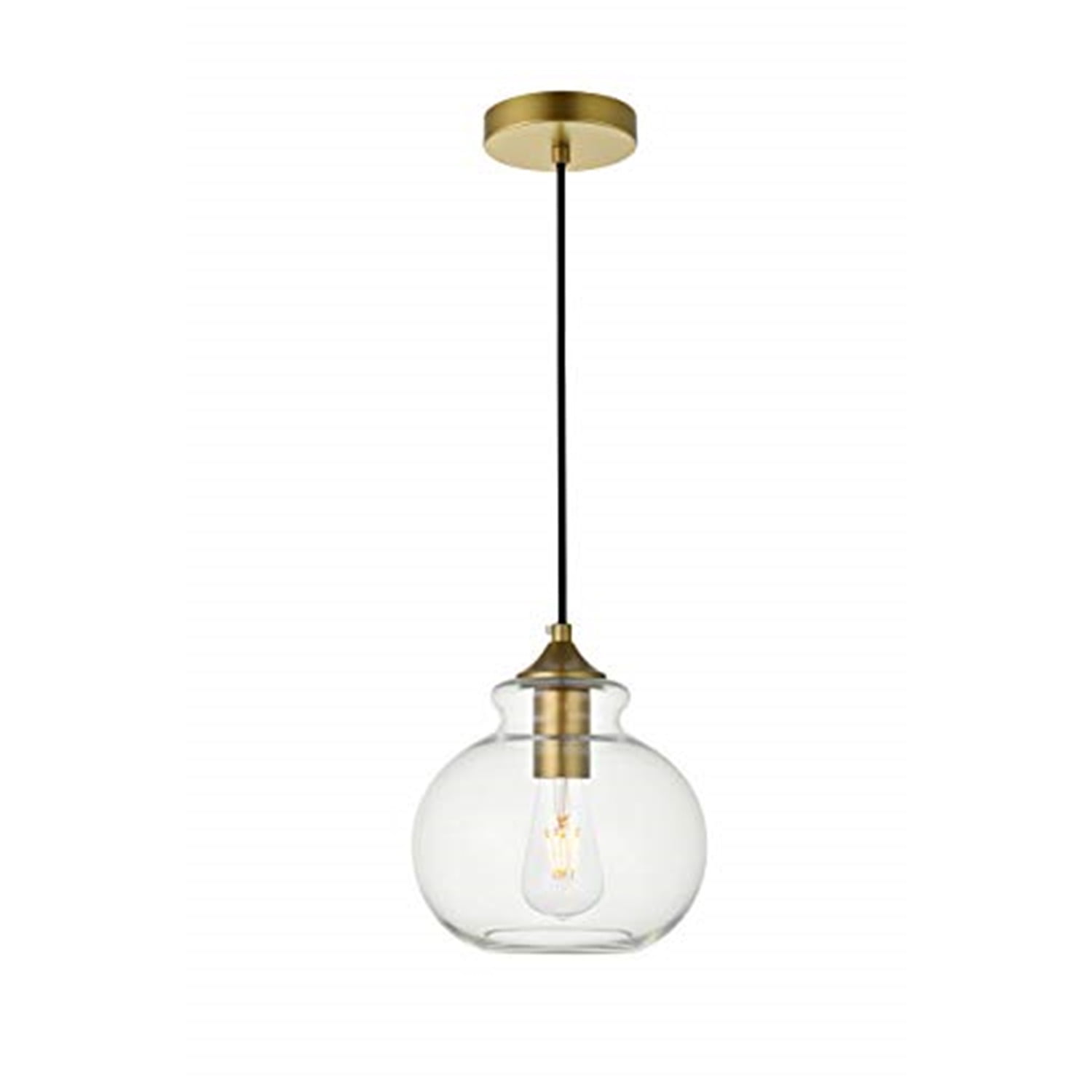 Destry 8.9" Brass Pendant Light with Clear Glass Shade