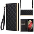 thumbnail image 1 of Desugned For Samsung Galaxy S21 Ultra Wallet Phone Case,With Suction Cup Fastener,Flip Folding Kickstand,With Card Slots,Wrist Strap&Shoulder Strap,Shockproof PU Leather Phone Case,Black, 1 of 9