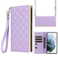 thumbnail image 1 of Desugned For Samsung Galaxy S21 Wallet Phone Case,With Suction Cup Fastener,Flip Folding Kickstand,With Card Slots,Wrist Strap&Shoulder Strap,Shockproof PU Leather Phone Case,Purple, 1 of 9