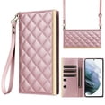 thumbnail image 1 of Desugned For Samsung Galaxy S21 Wallet Phone Case,With Suction Cup Fastener,Flip Folding Kickstand,With Card Slots,Wrist Strap&Shoulder Strap,Shockproof PU Leather Phone Case,Rosegold, 1 of 9
