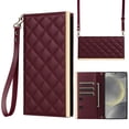 thumbnail image 1 of Desugned For Samsung Galaxy S24 FE Wallet Phone Case,With Suction Cup Fastener,Flip Folding Kickstand,With Card Slots,Wrist Strap&Shoulder Strap,Shockproof PU Leather Phone Case,Winered, 1 of 9