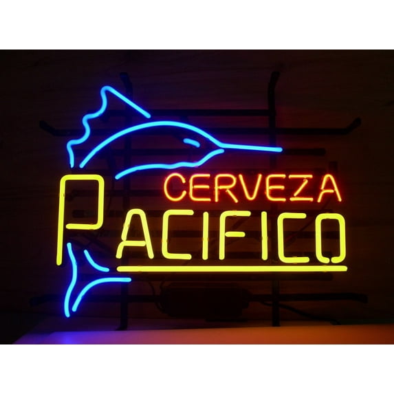Desung Brand New Cerveza Pacifico Sea Fish Neon Sign Lamp Glass Beer Bar Pub Man Cave Sports Store Shop Wall Decor Neon Light 20"x 16" 120CPSF