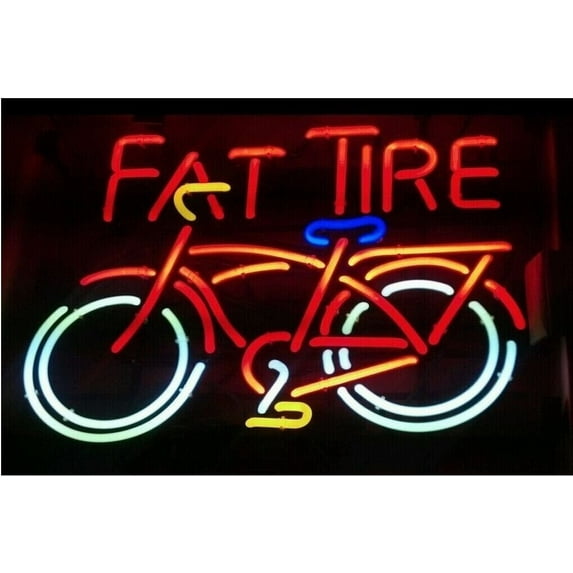 Desung Brand New Fat Tire Neon Sign Lamp Glass Beer Bar Pub Man Cave Sports Store Shop Wall Decor Neon Light 17"x 13" 117FTTR