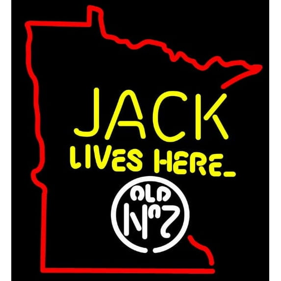 Desung Brand New Jack Daniels Lives Minnesota Old Number 7 No. 7 #7 Whiskey Neon Sign Lamp Glass Beer Bar Pub Man Cave Sports Store Shop Wall Decor Neon Light 17"x 13" WM80