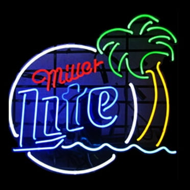 Desung Brand New Miller Lite Palm Tree Neon Sign Lamp Glass Beer Bar Pub Man Cave Sports Store Shop Wall Decor Neon Light 24"x 20" 124MLPT