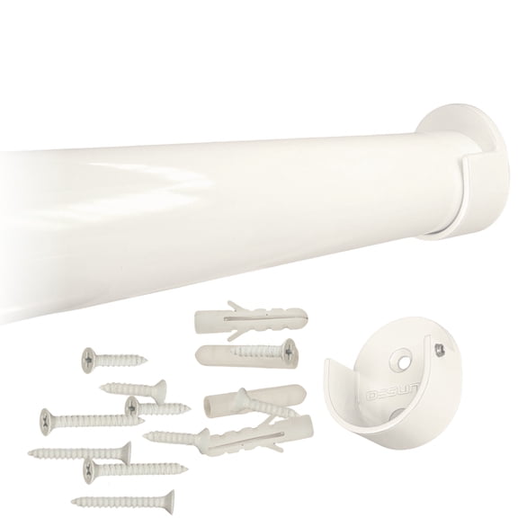 Desunia 48-Inch Heavy-Duty Round Closet Rod Kit with Screw-On Brackets, Satin Brass
