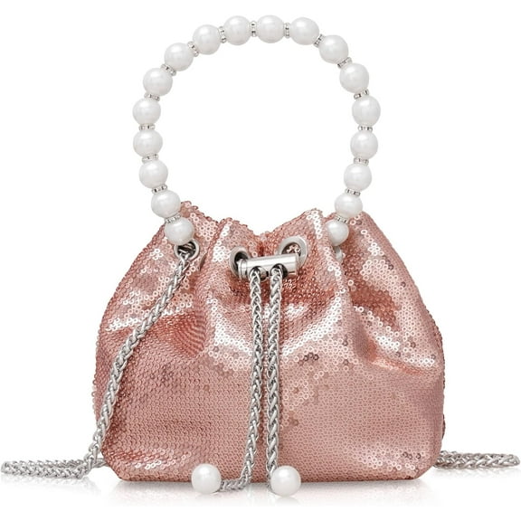Desy & Feeci Bling Purse for Women, Glitter Clutch Handbag Bucket Evening Bag for Girls Wedding Party