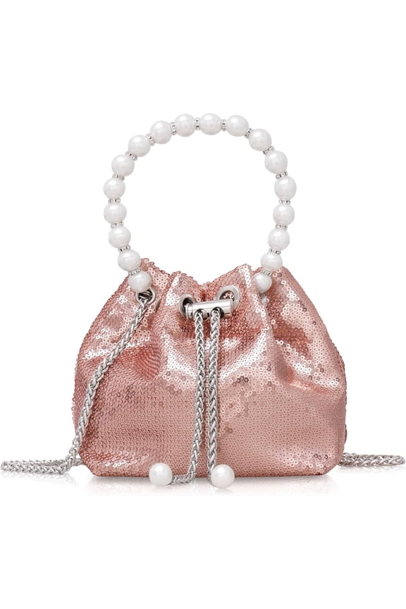 Desy & Feeci Bling Purse for Women, Glitter Clutch Handbag Bucket Evening Bag for Girls Wedding Party