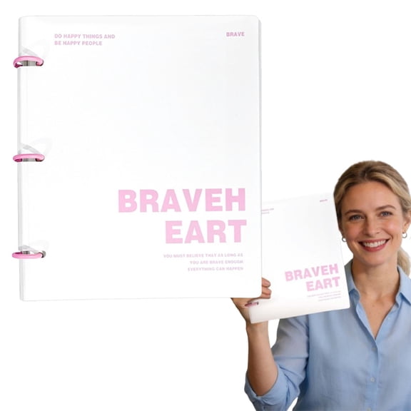Detachable 3-Ring Binder Notebook - Loose Leaf Organizer with Optional 200 Lined Paper Sheets - Pink Plastic Cover for School, Work, and Document Storage