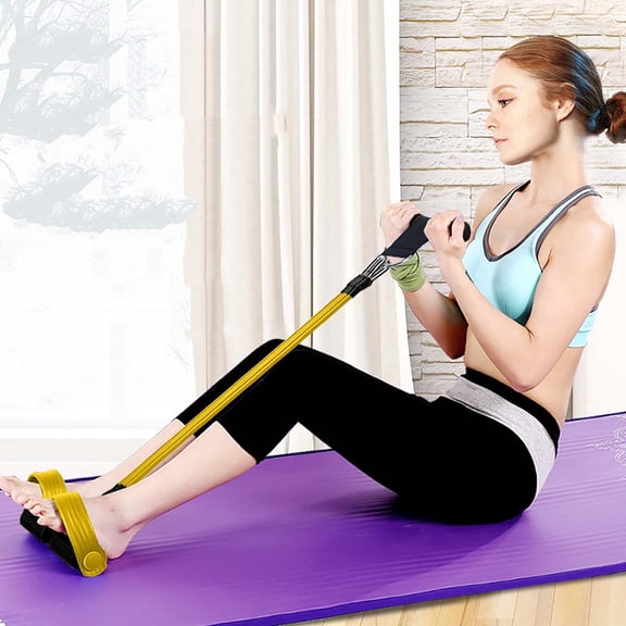 Detachable 3-Tube Pedal Resistance Bands, Sit Up Assist Roller, Abdominal Exerciser for Home Gym, Leg Hook Foot Pedal Puller for Core Training