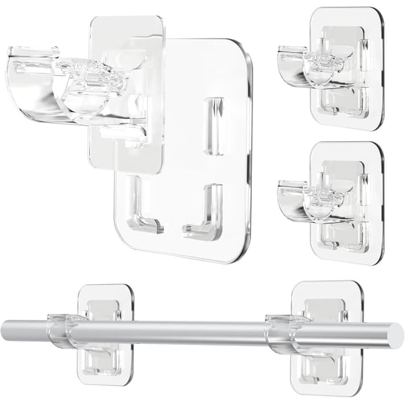 Detachable Adhesive Curtain Rod Holder - 20LB, No Drill Curtain Rod Brackets, Renter Friendly No Damage Wall Hooks for Apartments, Farmhouses, Classrooms, RVs, Bedrooms, Hanging Drapes Over Blinds